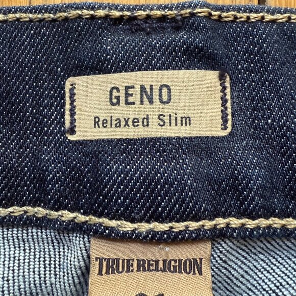 True Religion Men's 31 X 34 Geno Relaxed Slim Fit Dark Wash Denim Jeans - Picture 4 of 16